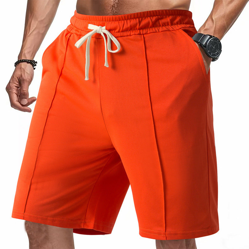 Men's knee-length relaxed Bermuda shorts with flat crease, elastic drawstring waistband and side pockets StylebySassy