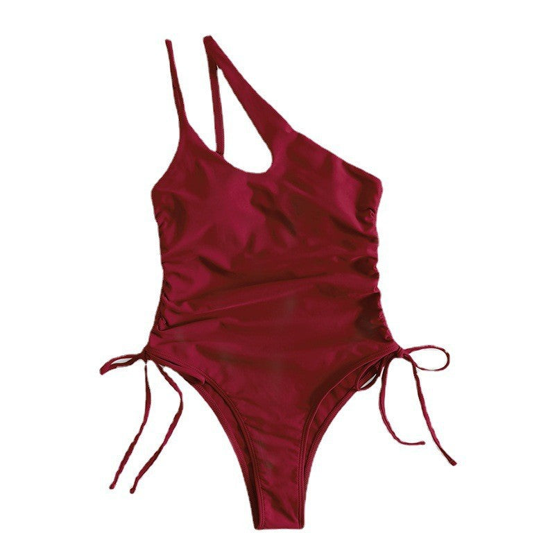 Women's one-piece swimsuit with sophisticated wrap detail and adjustable straps StylebySassy