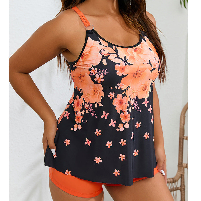 Women's Sporty Tankini Swimsuit with Floral Design and Fashionable Cut StylebySassy