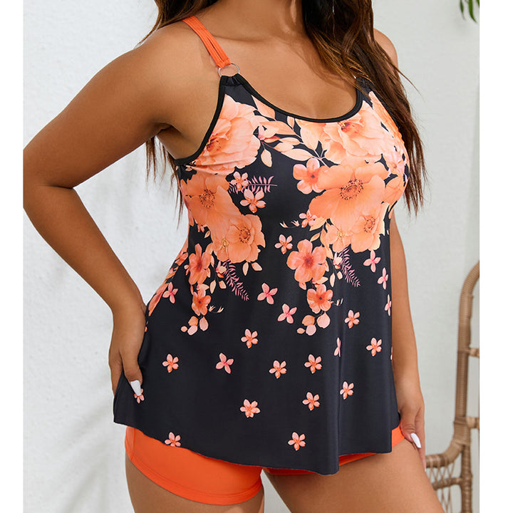 Women's Sporty Tankini Swimsuit with Floral Design and Fashionable Cut StylebySassy
