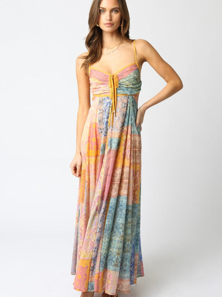 Women's ankle-length Boho beach dress with gathered bustier and drawstring StylebySassy