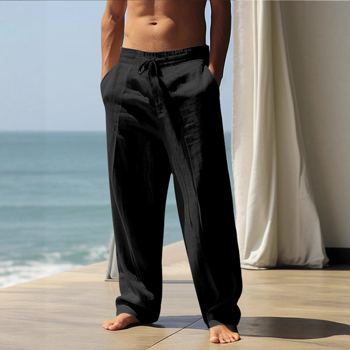 Men's Comfortable Linen Pants with Elastic Waistband and Side Pockets StylebySassy