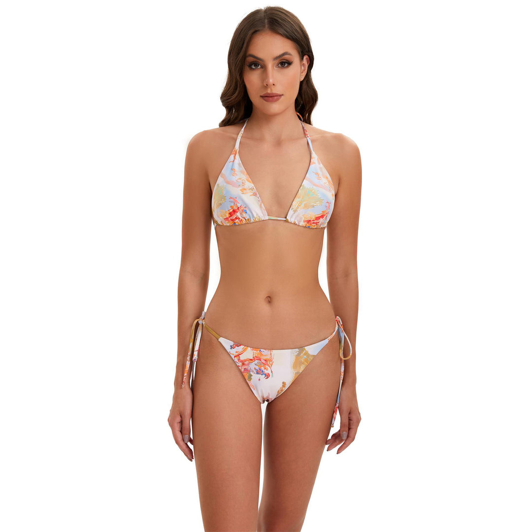 Women's bikini set with long-sleeve crop top and floral design StylebySassy