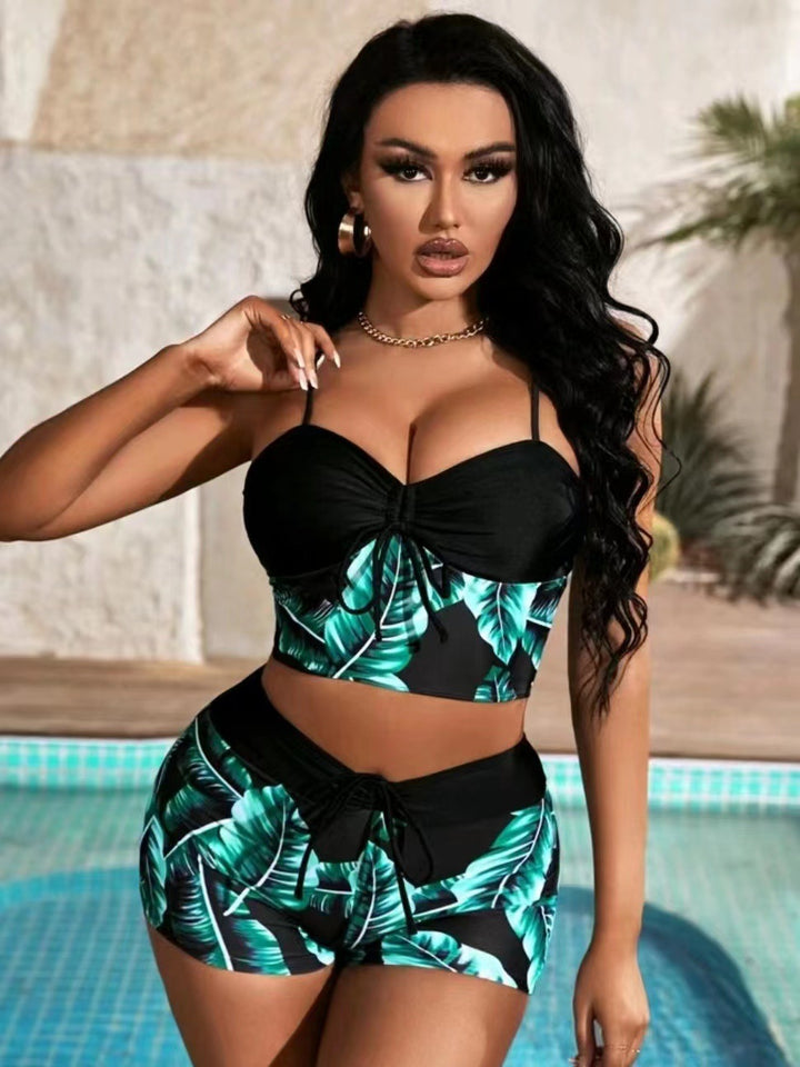 Women's Sporty Bikini Set with Crop Top and Shorts StylebySassy