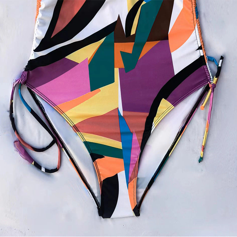 Women's One-Piece Swimsuit with Striking Geometric Pattern StylebySassy