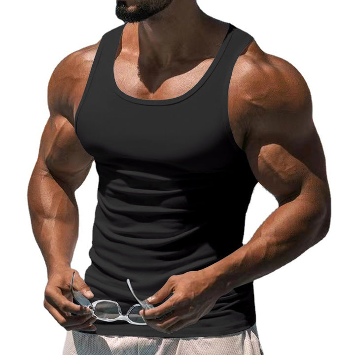 Men's figure-hugging functional tank top with high armholes and stretch jersey StylebySassy