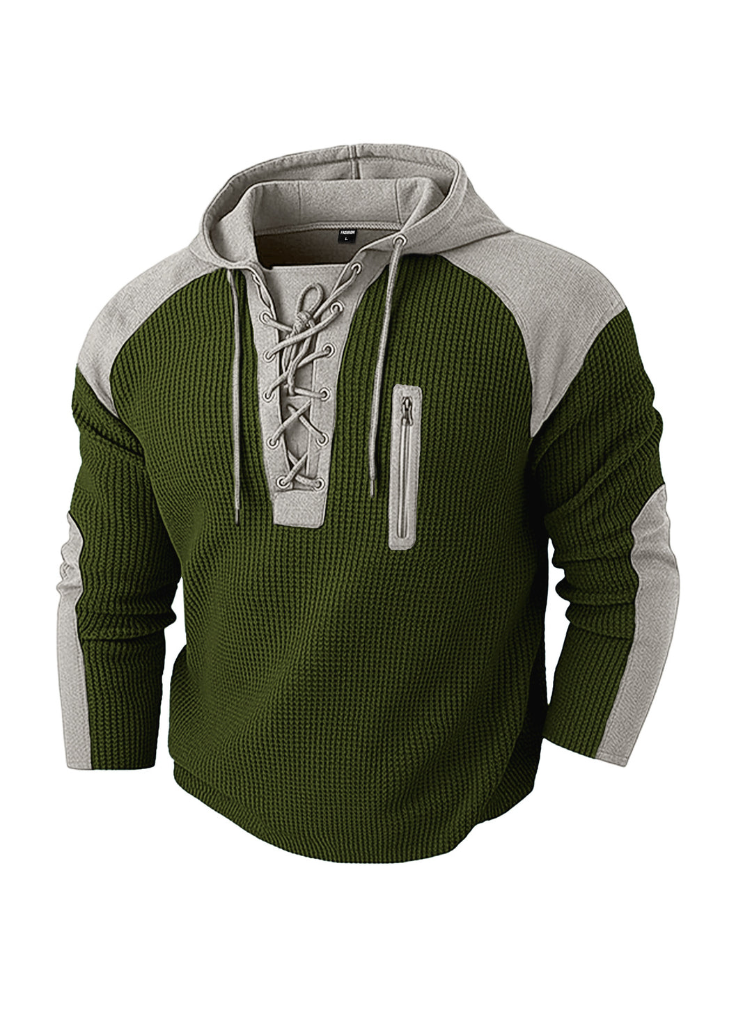 Men's hoodie with lacing trim and vertical zipper chest pocket StylebySassy