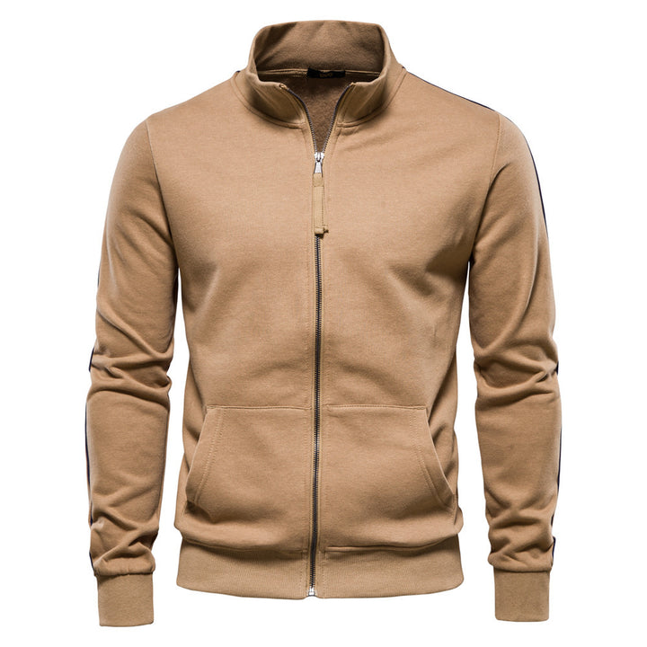 Men's sporty cotton sweatshirt jacket with stand-up collar and kangaroo pockets StylebySassy