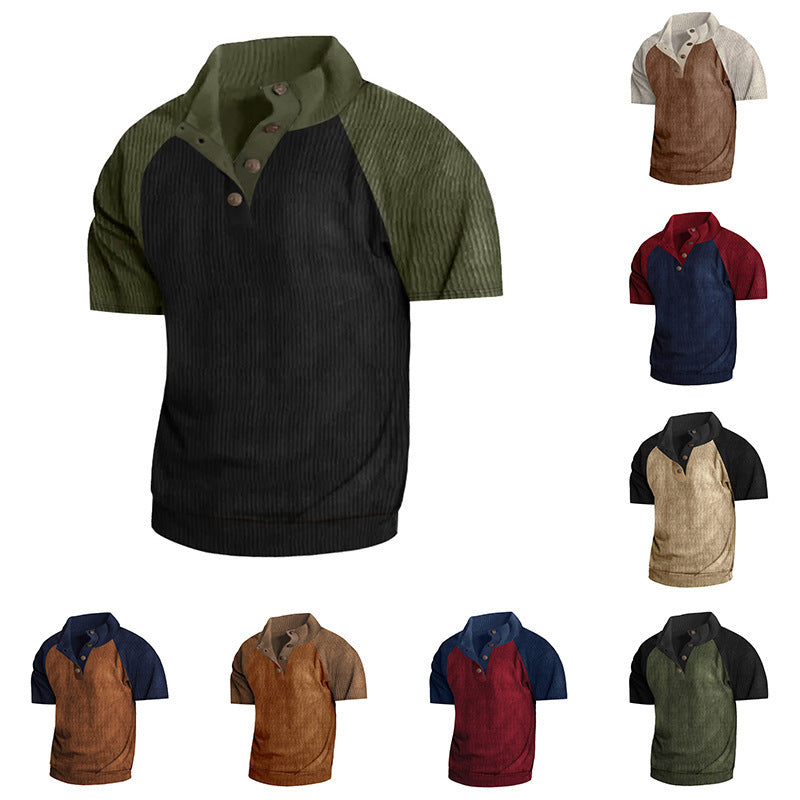 Men's layered look top with velour bib and short-sleeved cotton insert StylebySassy