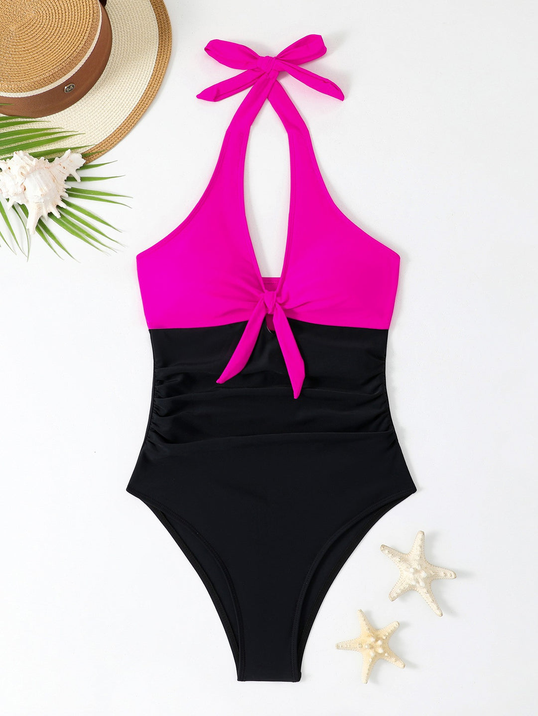 Ladies Elegant One-Piece Swimsuit with Playful Knot StylebySassy