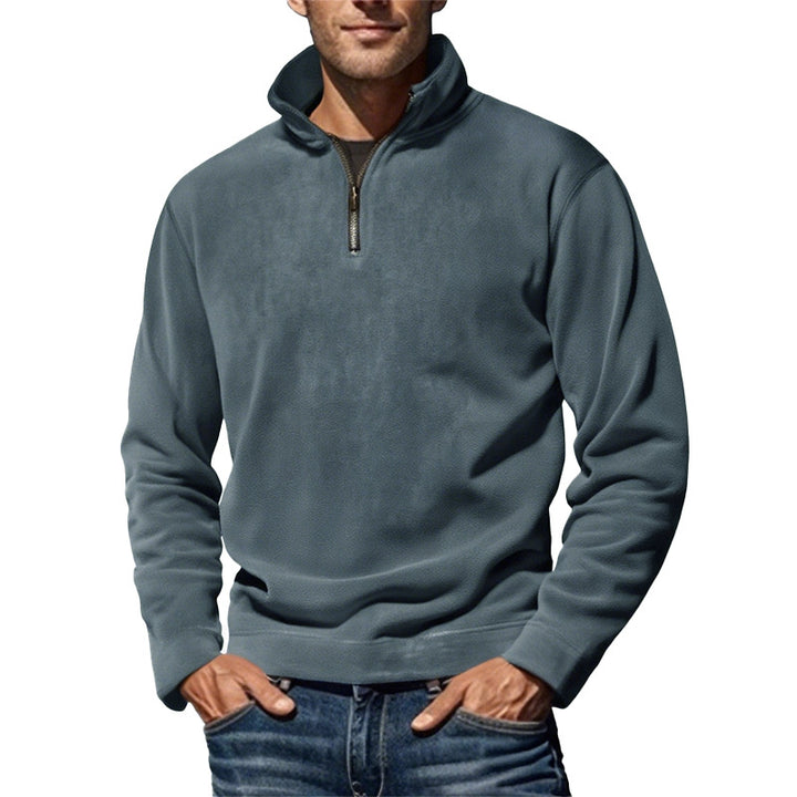 Men's Nano Fleece Half-Zip Pullover with Stand-Up Collar and Ribbed Cuffs StylebySassy