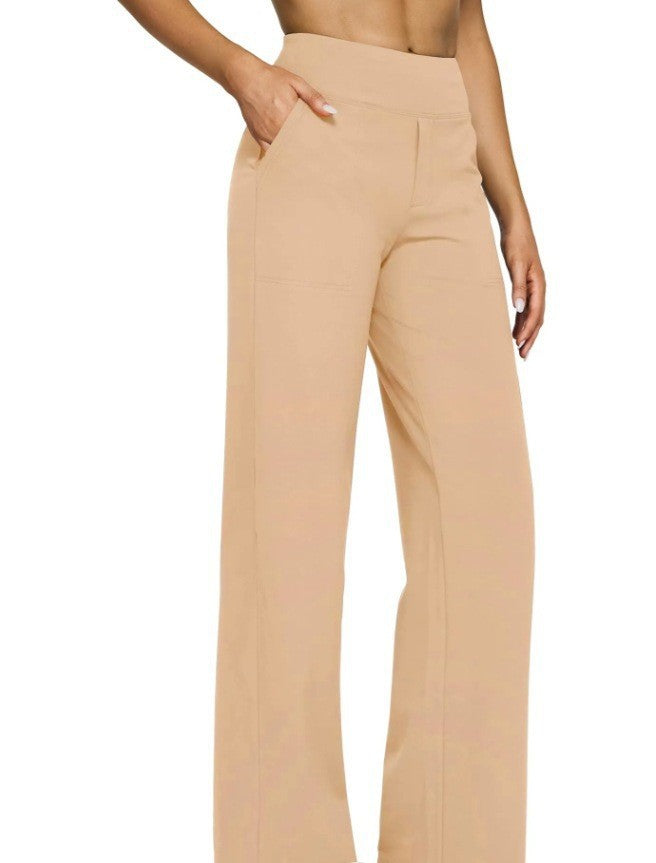 Women's flowing high-waist pants with extra wide leg, elastic comfort waistband and side pockets StylebySassy