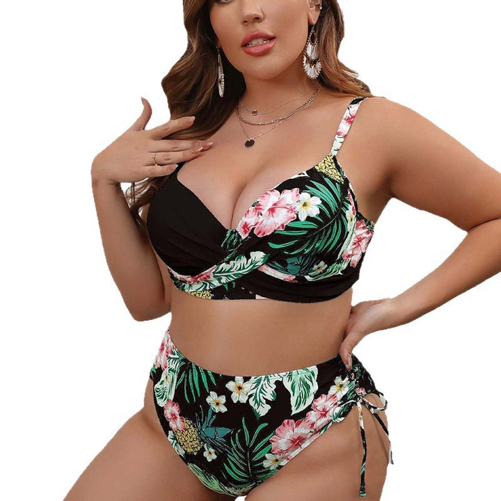 Women High-Waisted Bikini Set with Floral Wrap Top StylebySassy