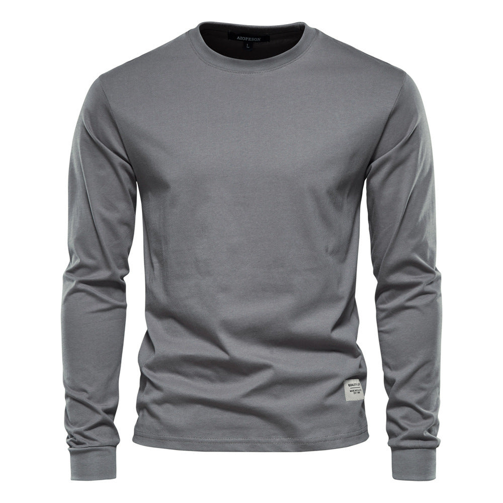 Men's classic long-sleeved cotton shirt with round neck and elastic cuffs StylebySassy