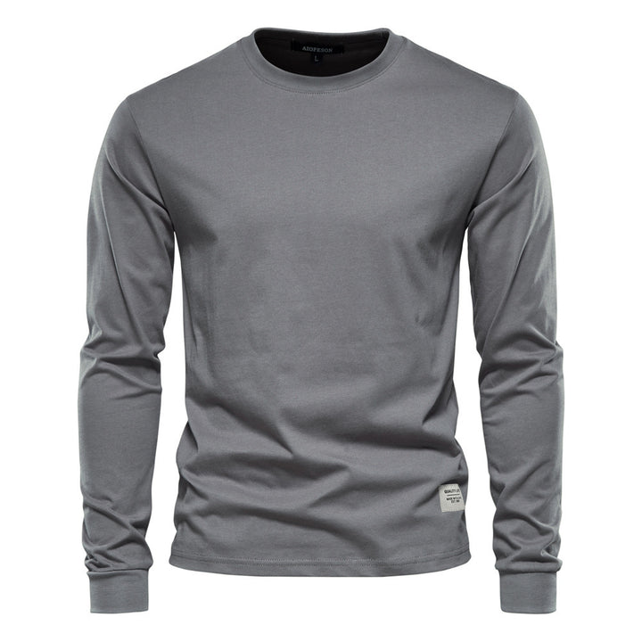 Men's classic long-sleeved cotton shirt with round neck and elastic cuffs StylebySassy