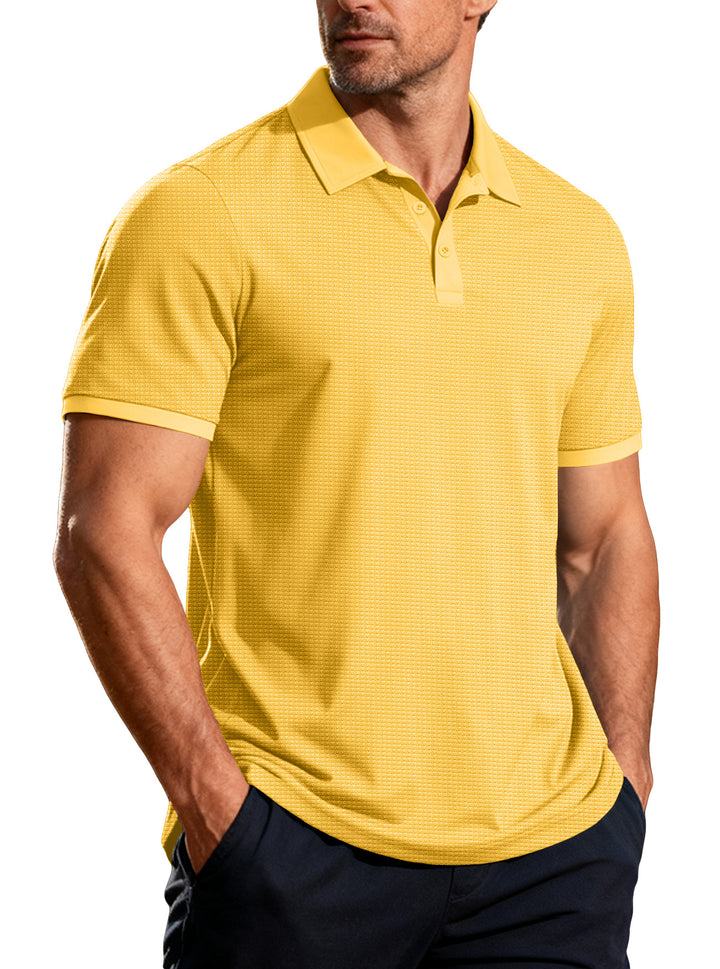 Men's structured pique short-sleeve polo shirt with shirt collar StylebySassy