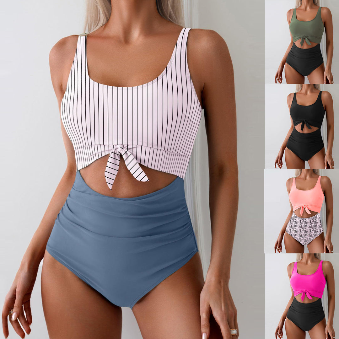 Women's One-Piece Swimsuit with Trendy Cut-Out Design and Adjustable Knot StylebySassy