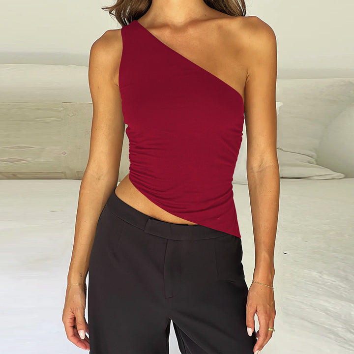 Women's asymmetric top with gathered cut StylebySassy
