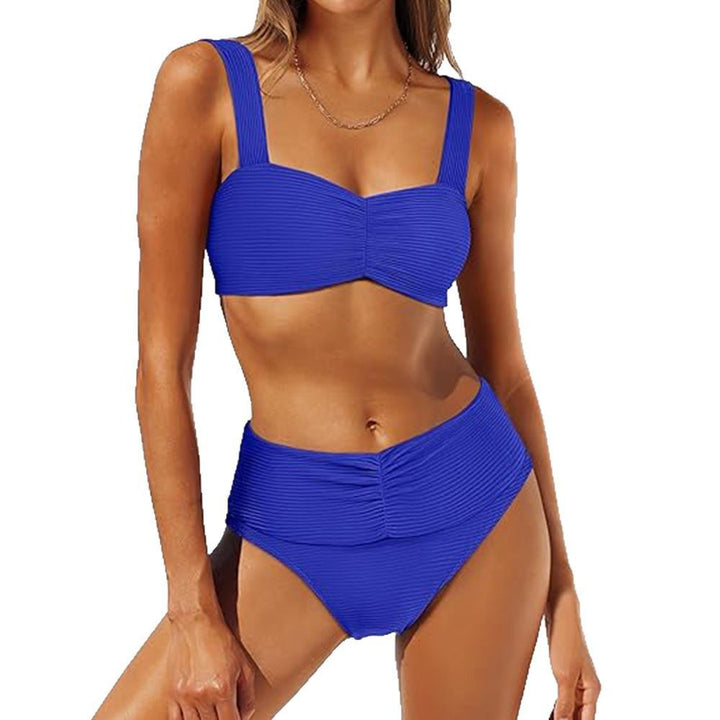 Women's High-Waisted Bikini Set with Fashionable Gathering StylebySassy