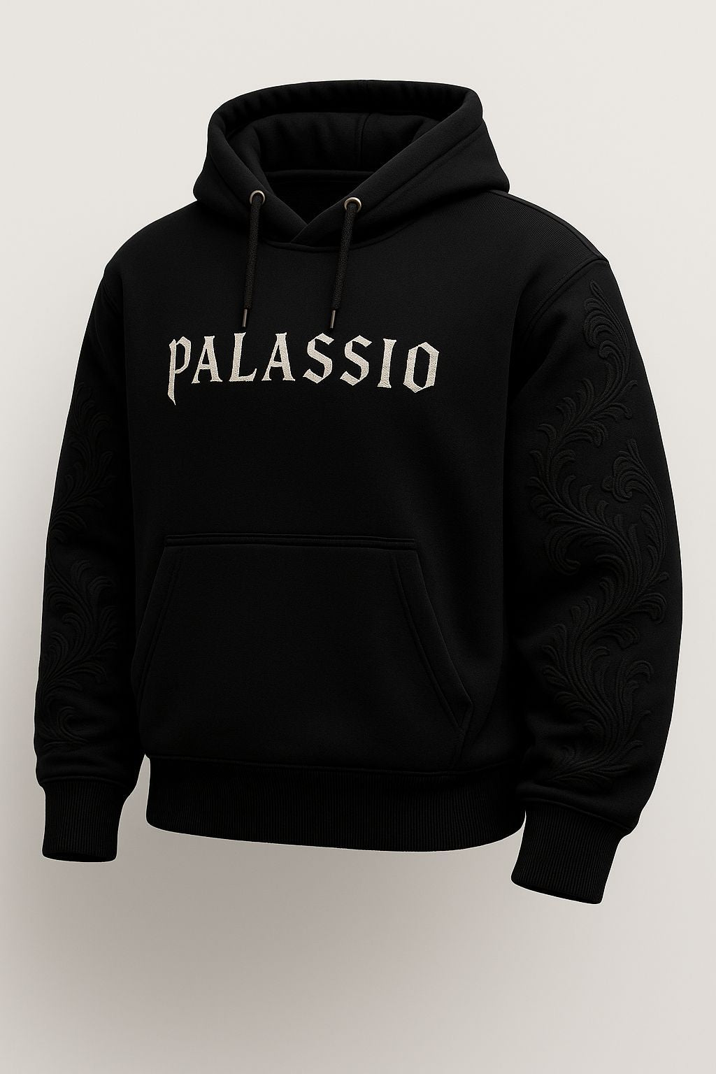 Unisex nan Premium Hoodie with tonal relief embroidery on the sleeves, double hood and kangaroo pocket StylebySassy