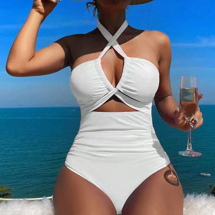 Ladies High-cut Monokini with sophisticated cross-design StylebySassy