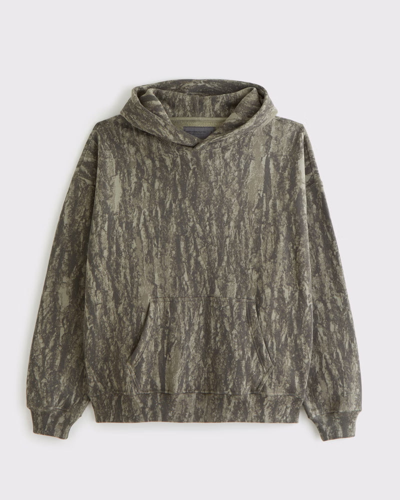 Unisex loose-fit hoodie sweatshirt with subtle leaf texture, double hood without drawstring and kangaroo pocket StylebySassy