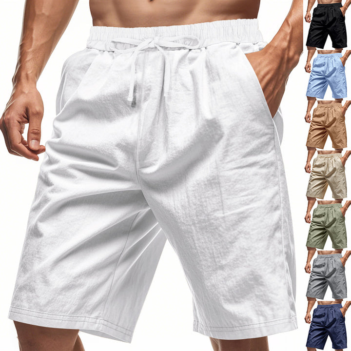 Men's casual bermuda shorts made of cotton blend with elastic waistband, drawstring, and side pockets StylebySassy
