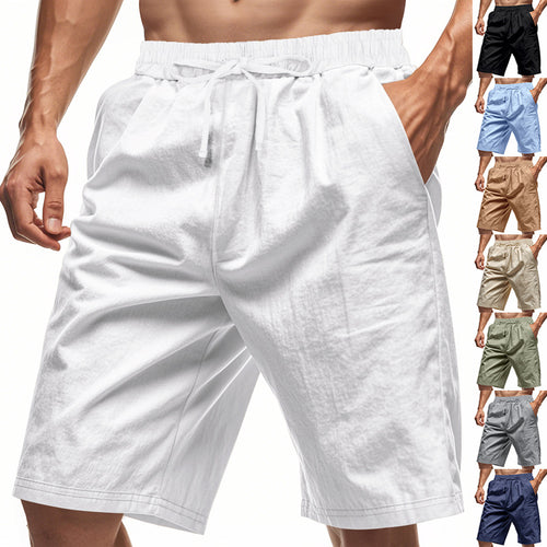 Men's casual bermuda shorts made of cotton blend with elastic waistband, drawstring, and side pockets StylebySassy