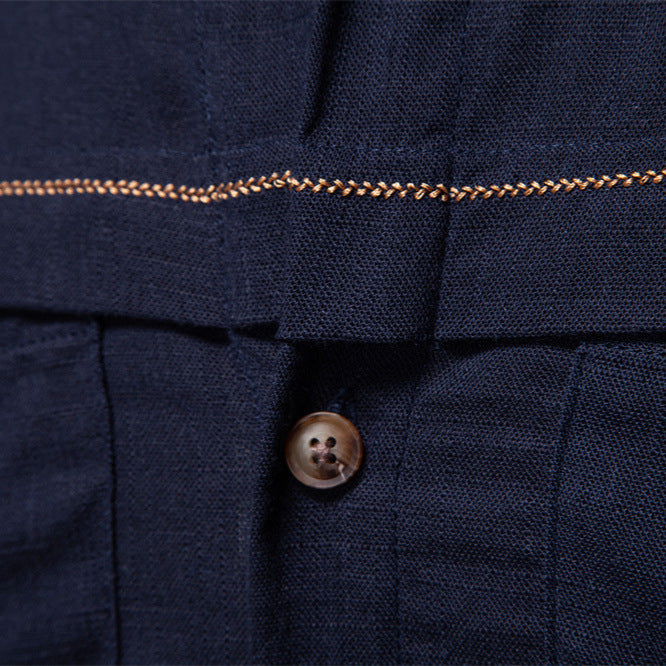 Men's Workshirt in Denim Look with Double Chest Pockets and Contrast Stitching StylebySassy