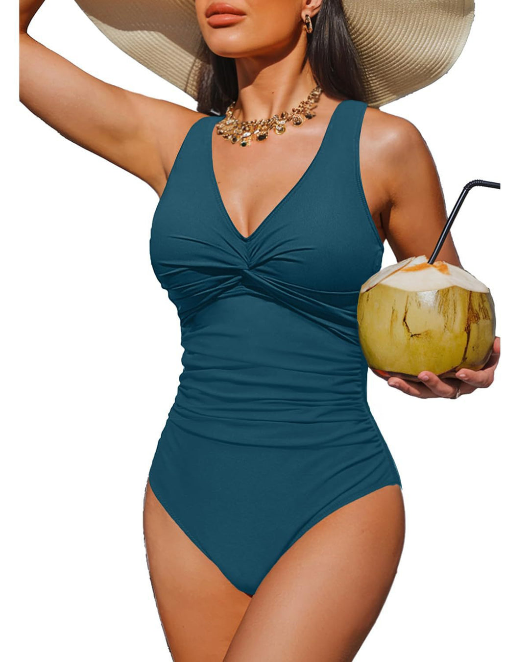 Ladies Elegant One-Piece Swimsuit with Fashionable Twist StylebySassy