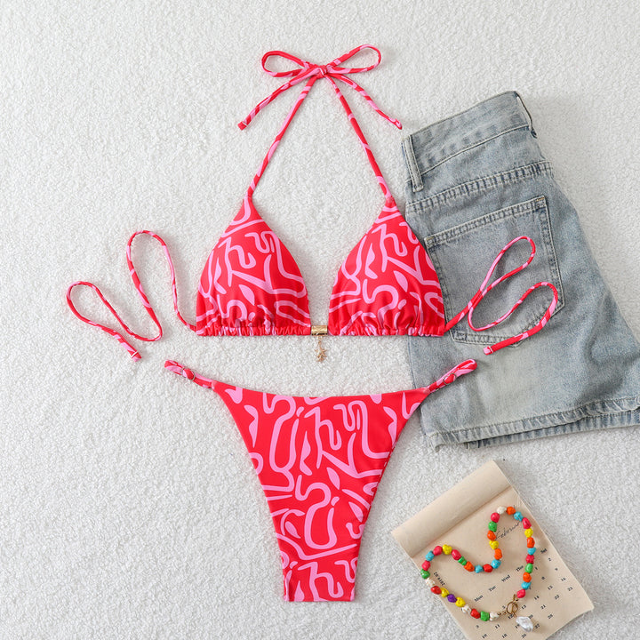Women's Triangle Bikini Set with Adjustable Straps and Floral Patterns StylebySassy