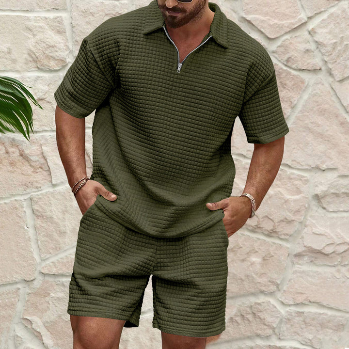 Men's two-piece structured leisure set with zip collar StylebySassy