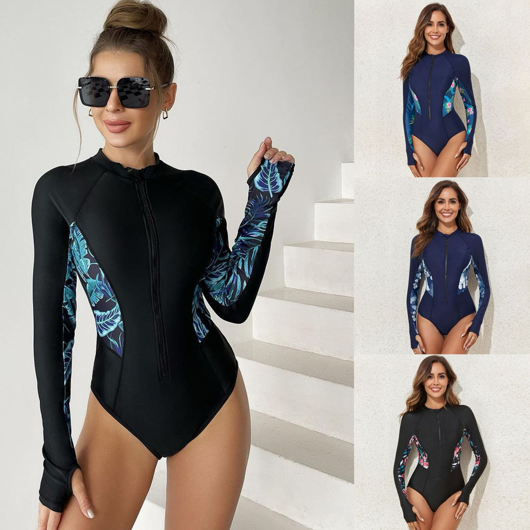 Women’s Long Sleeve Swimsuit with Floral Design StylebySassy 1781081990