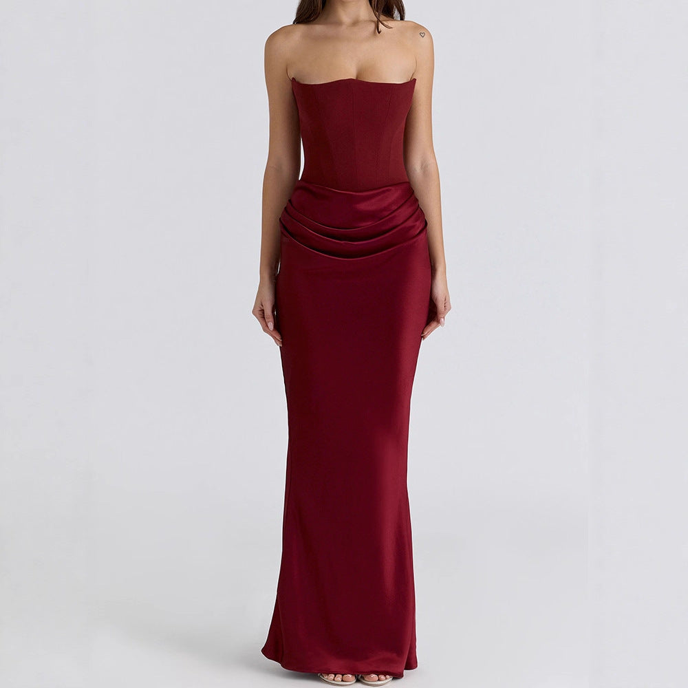 Women Elegant Evening Dress with Structured Corset Top and Flowing Skirt StylebySassy