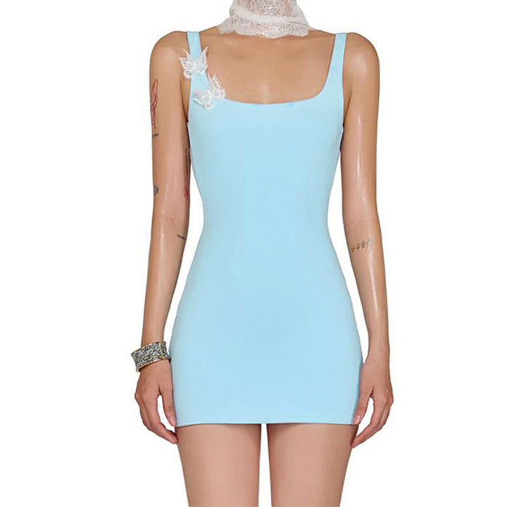 Women Elegant form-fitting mini dress with floral accent StylebySassy