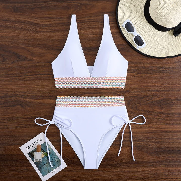 Women's High-Waisted Bikini Set with Trendy Lacing Details StylebySassy