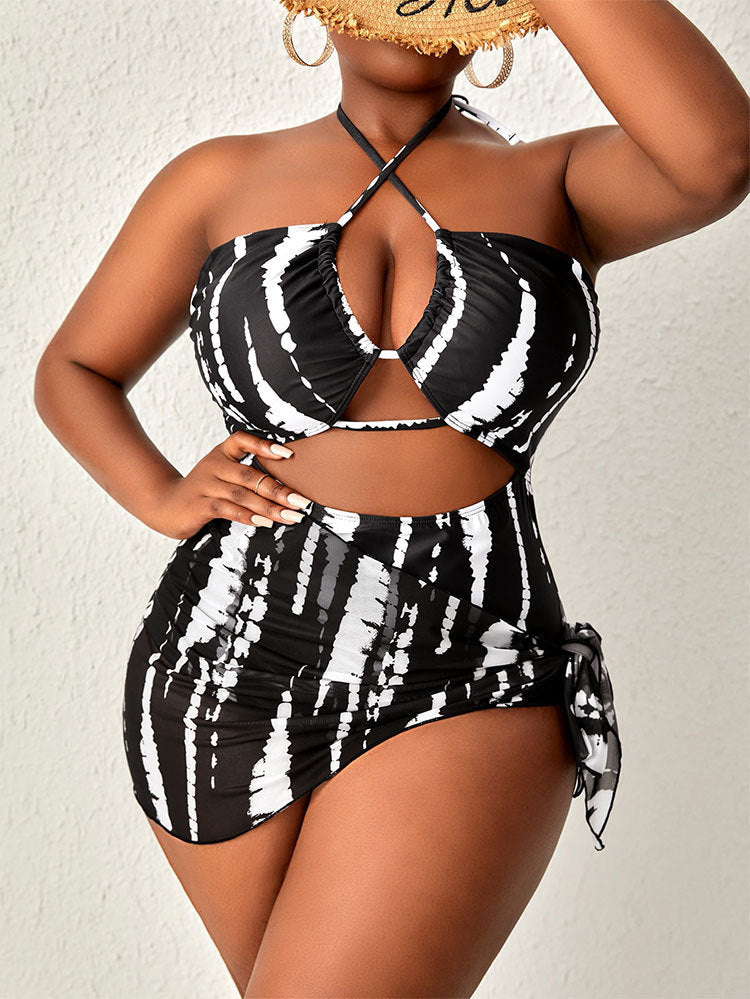 Women's Cut-Out Bath Top with Wrap Skirt StylebySassy