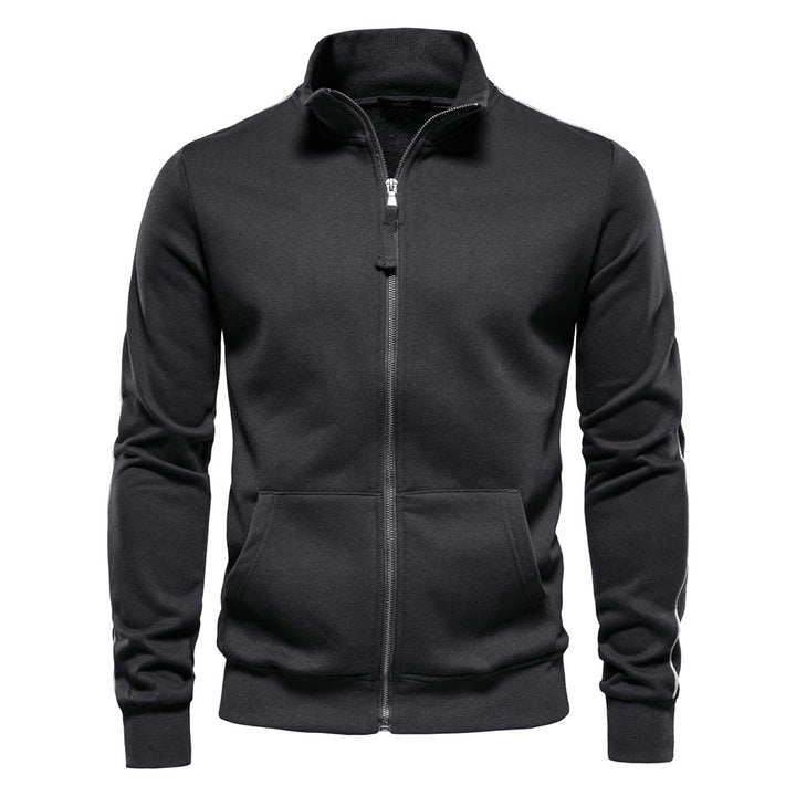 Men's sporty cotton sweatshirt jacket with stand-up collar and kangaroo pockets StylebySassy