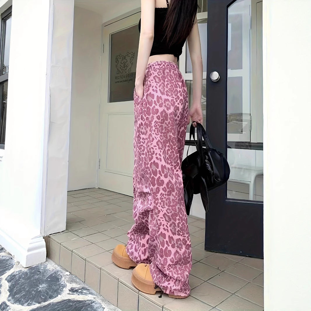 Women’s cargo pants with leopard print and elastic waistband StylebySassy
