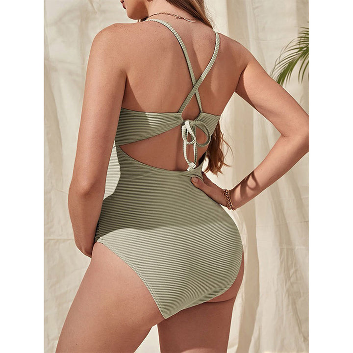 Women one-piece swimsuit with loose wrap detail and gathered skirt StylebySassy