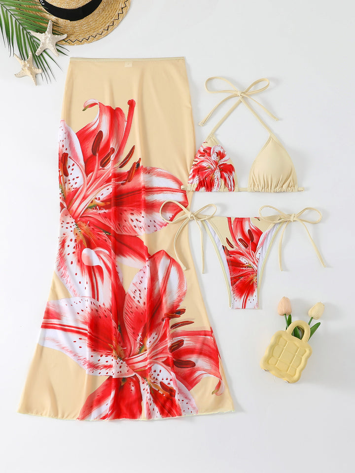 Women's Beach Dress with Blooming Bikini Set StylebySassy