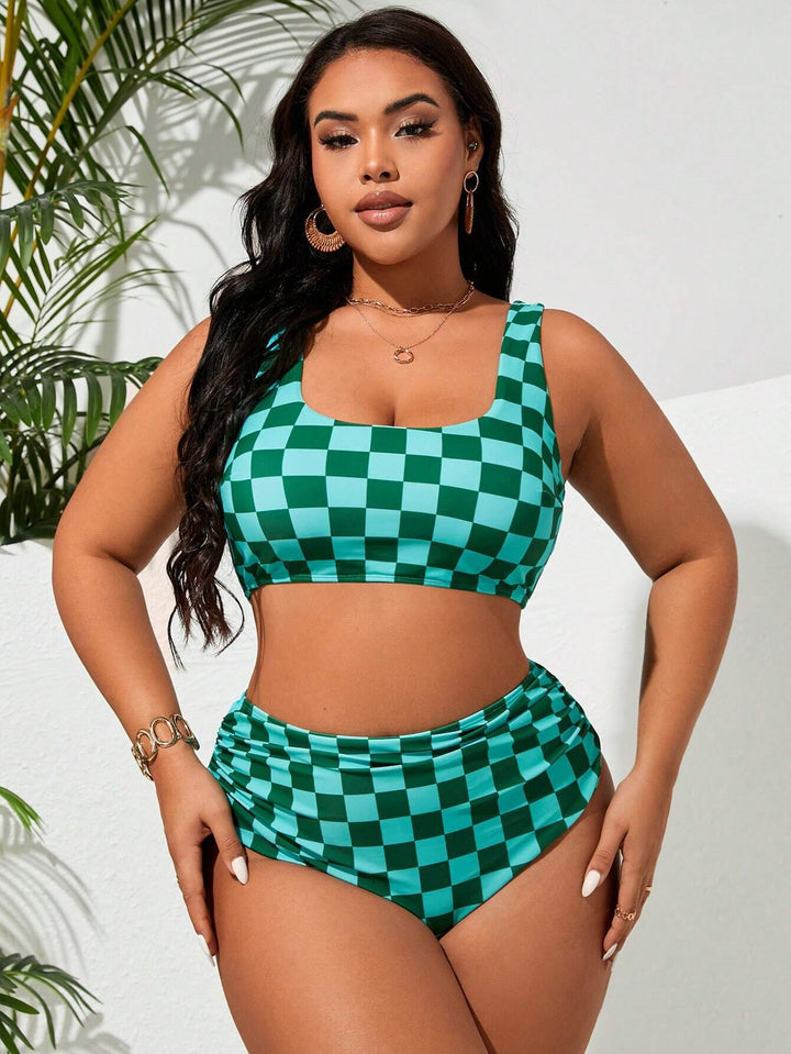 Women’s Bikini Set with Fashionable Check Pattern StylebySassy