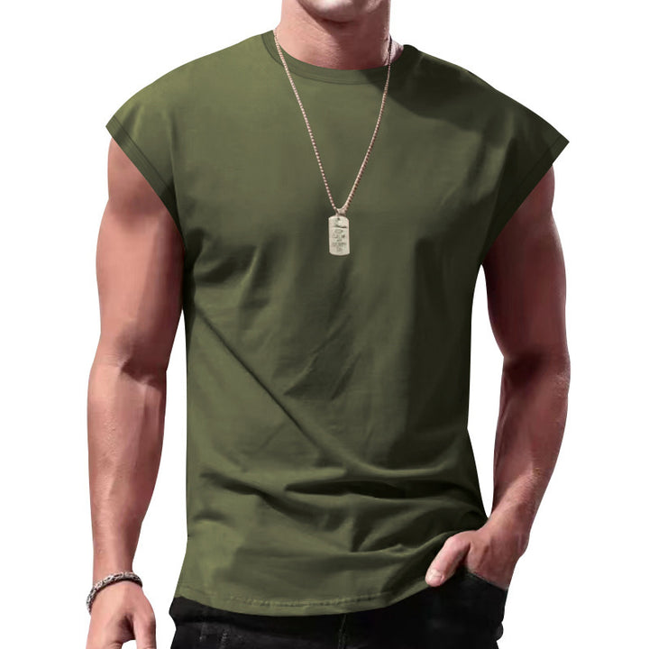 Men's loose sleeveless muscle shirt made of cotton jersey with drop shoulder StylebySassy