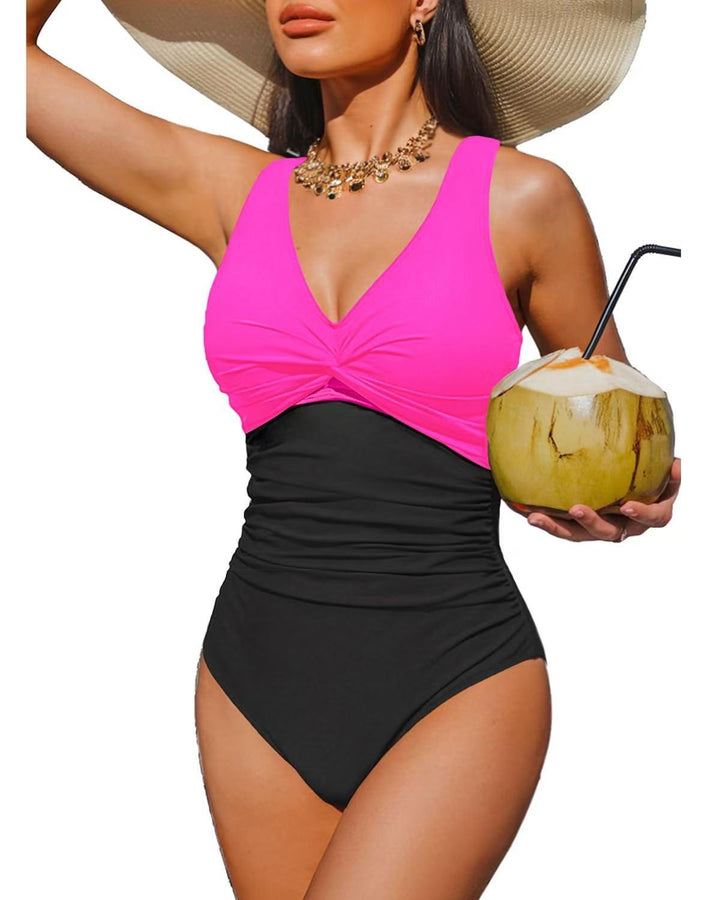 Ladies Elegant One-Piece Swimsuit with Fashionable Twist StylebySassy