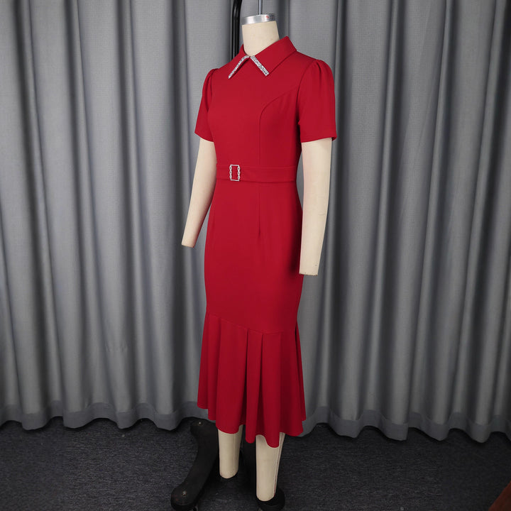Women Elegant Dress with Swinging Hem and Glamorous Accents StylebySassy