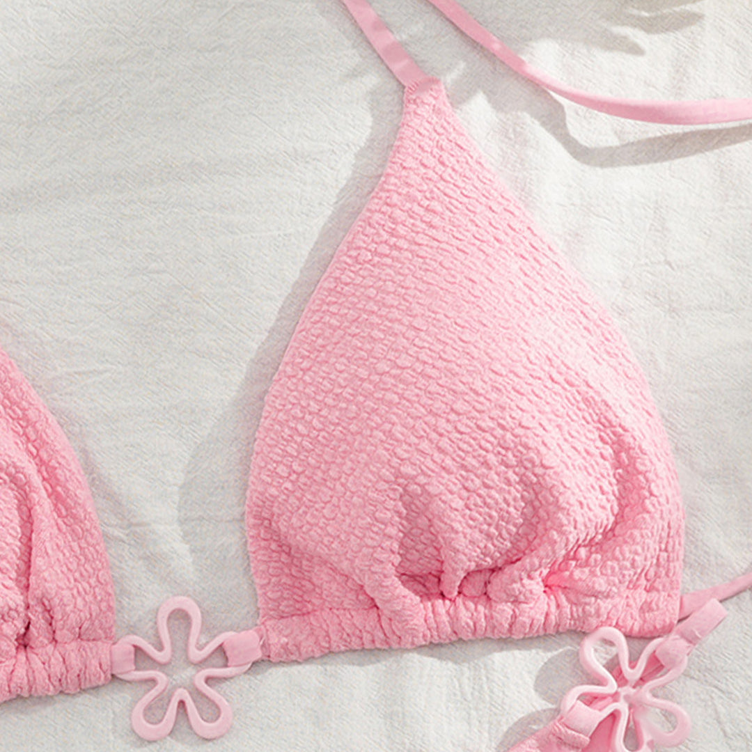 Women's triangle bikini with floral design and adjustable straps StylebySassy