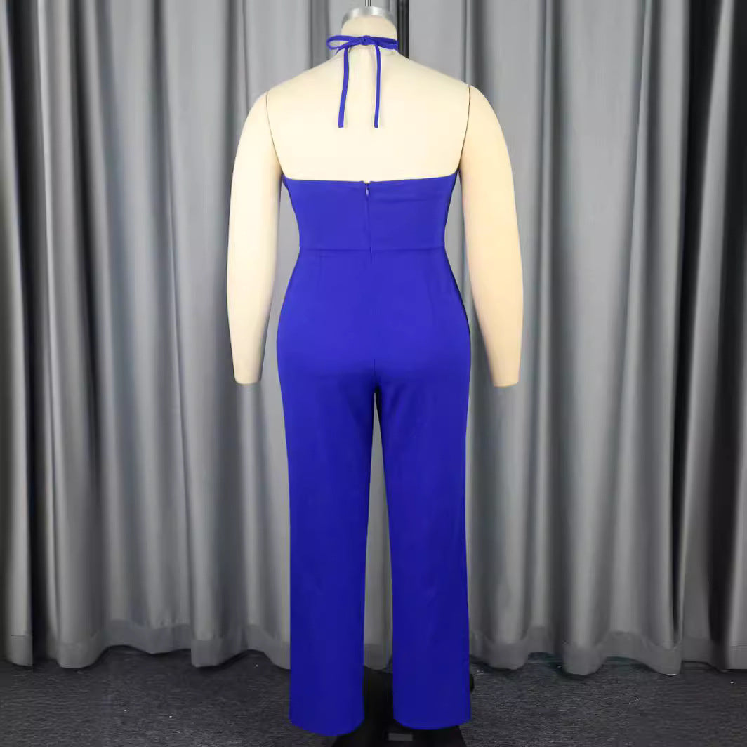 Women's elegant jumpsuit with voluminous floral collar StylebySassy