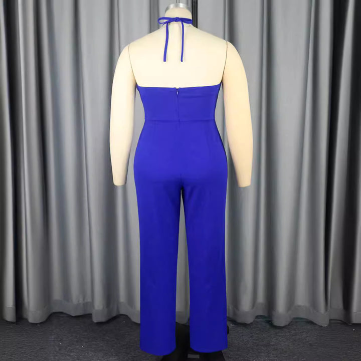 Women's elegant jumpsuit with voluminous floral collar StylebySassy