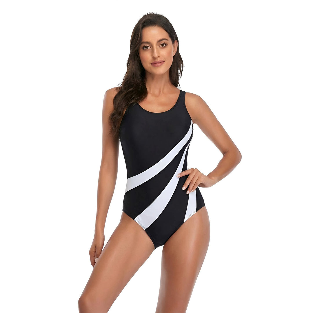 Women’s Sporty One-Piece Swimsuit with Fashionable Lines StylebySassy