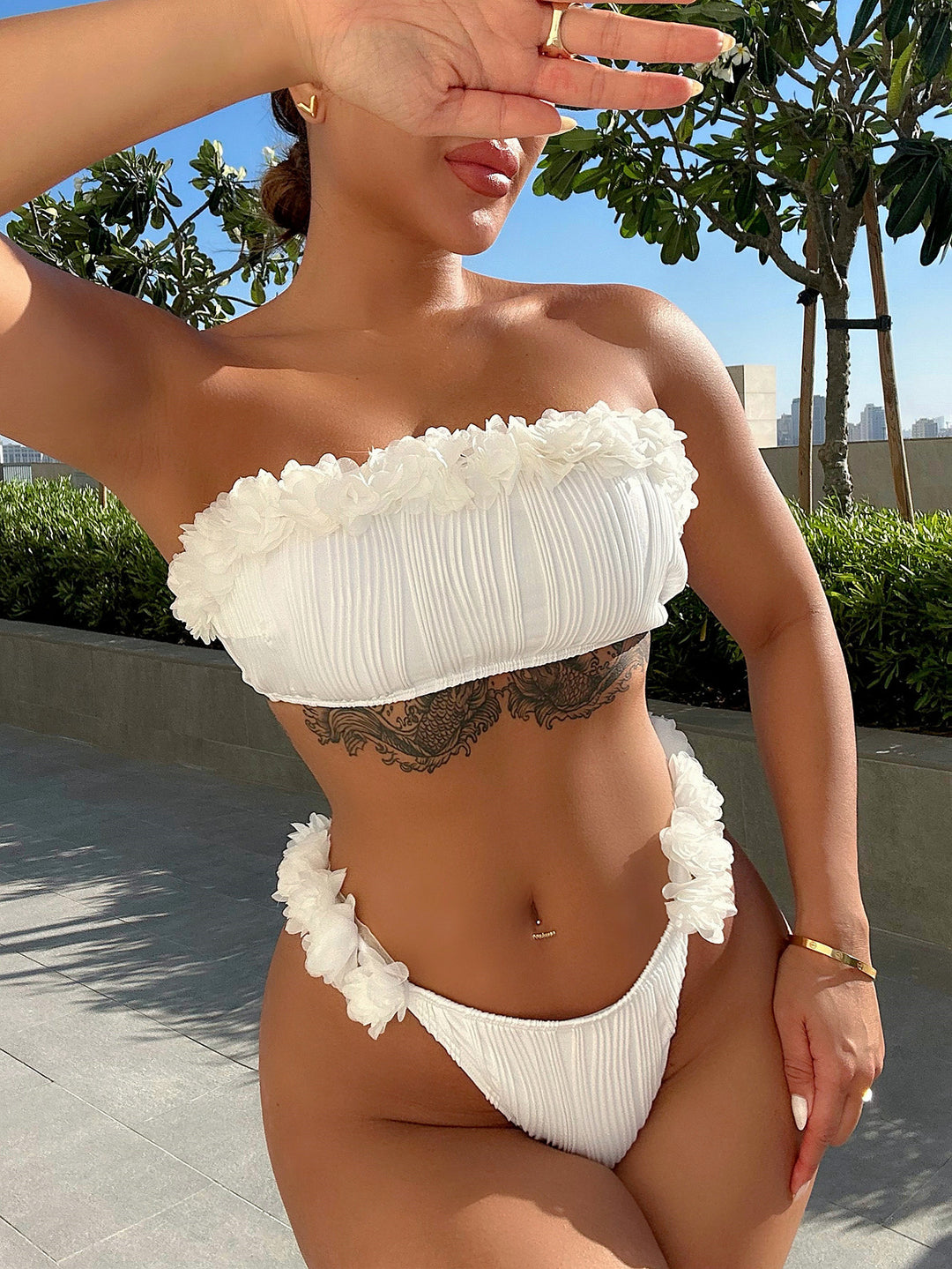 Ladies Bandeau Bikini Set with stylish ruffle details StylebySassy